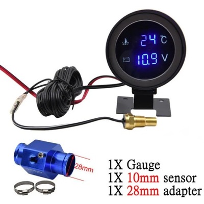 2 IN 1 12V/24V LCD CAR DIGITAL HORIZONTAL GAUGE WATER ТЕМПЕРАТУРИ GAUGE MET~71307