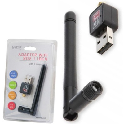 Adapter WIFI karta sieciowa zewnętrzna USB 2.0 150Mbps SAVIO CL-63 2,4 Ghz