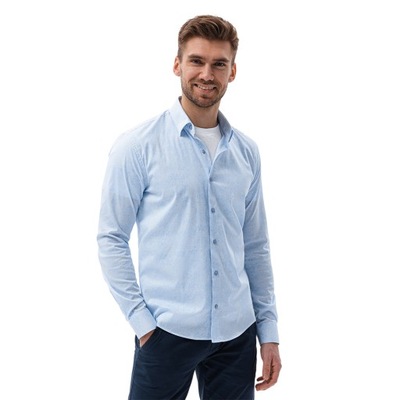 Koszula męska z długim rękawem błękitna K609 XL