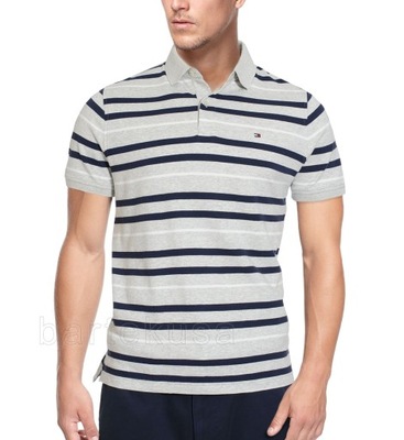 TOMMY HILFIGER MESKA KOSZULKA POLO - PASKI M/L