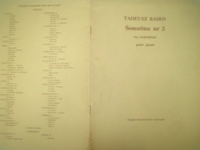T.Baird SONATINA nr 2 pour piano dedykacja Bairda