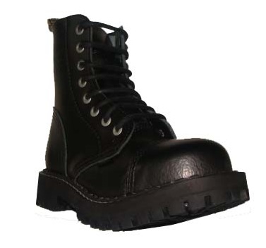 GLANY STEEL 8 DZIUROWE WYSOKIE Czarne Model 113/114/O Skórzane Rozmiar 38