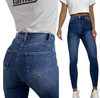 Spodnie jeans damskie rurki push-up 34