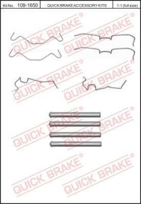 КОМПЛЕКТ МОНТАЖНЫЙ КОЛОДОК QUICK BRAKE QB109-1650