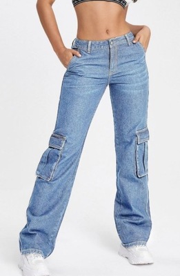 SHEIN SPODNIE JEANSY BOJÓWKI NIEBIESKIE 28/32 M4F