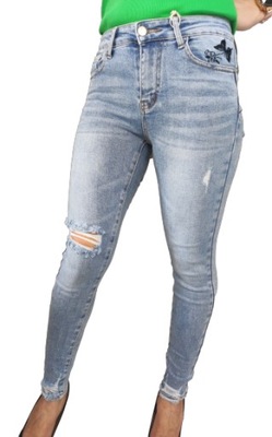 Spodnie jeans damskie, Motyle, M.Sara, r. XS