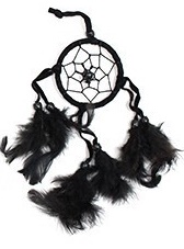 ŁAPACZ snów okrągły czarny piórka dream catcher