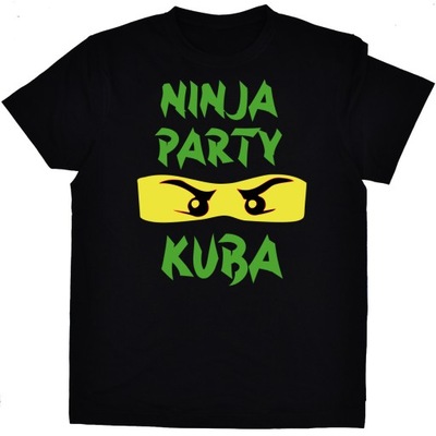 Koszulka NINJA PARTY + imię ZIELONY NINJA 134