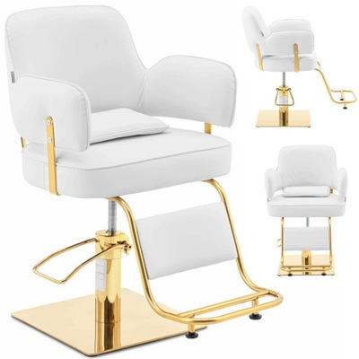 Fotel fryzjerski barberski kosmetyczny Physa OSSETT - biały ze złotem