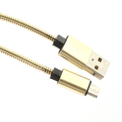 OMEGA KABEL METAL MICROUSB DO USB 1.8A 1M ZŁOTY