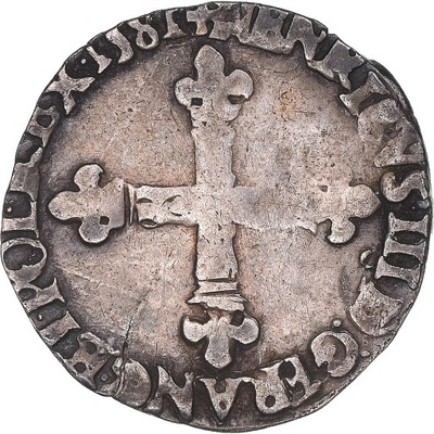 Moneta, Francja, Henri III, 1/8 Ecu, 1581, Rennes,