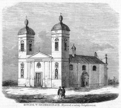 drzeworyt 1862 Kościół w Szczekocinach