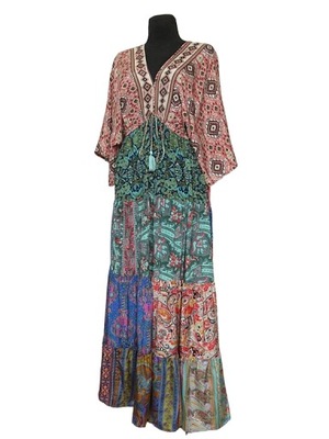 MAXI SUKIENKA jedwab Indyjska BOHO kimono (076) INDIA ONE SIZE