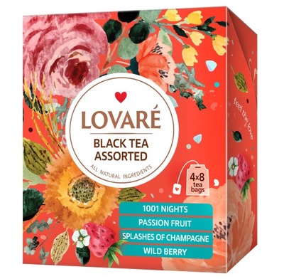 LOVARE Zestaw Czarnych Herbat idealny prezent 4 smaki 32 tor