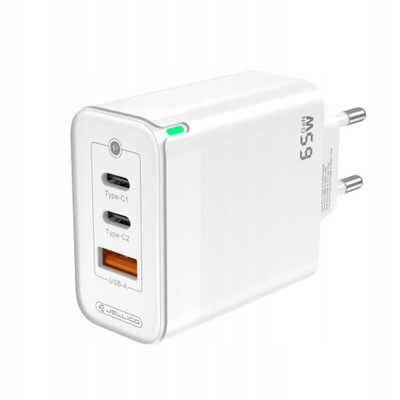 BARDZO MOCNA ŁADOWARKA SIECIOWA 65W GaN 2x USB-C, USB-A 3.0 FAST CHARGE PD