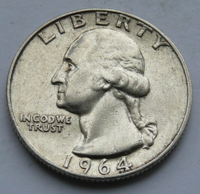 USA - 25 CENTÓW QUARTER DOLLAR LIBERTY 1964 r. D - srebro Ag