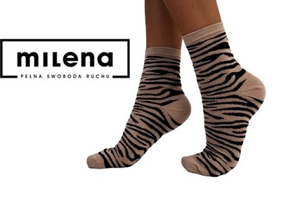 Milena skarpety WZORZYSTE damskie ZEBRA beż 37-41