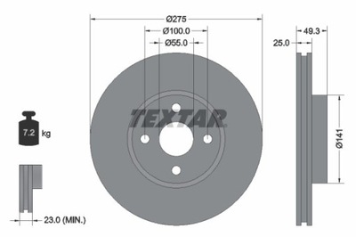 2X ДИСК ТОРМОЗНОЙ TOYOTA ПЕРЕД COROLLA VERSO 01- 92180303