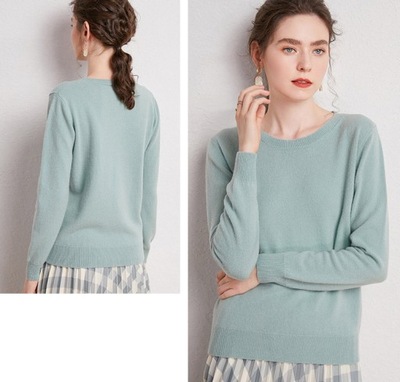 SWETER 100% WEŁNA MERINO WEŁNIANY MIĘTOWY XXL