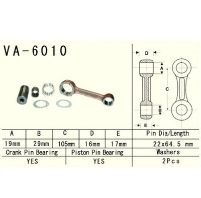 VESRAH - BIELA YAMAHA YZ125 01-04R.  