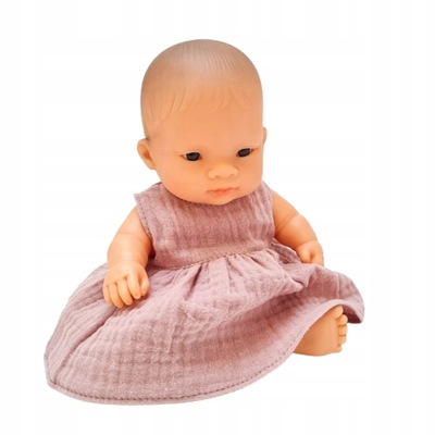 Sukienka dla lalki bobasa Miniland Baby 21cm muślin róż. Dla małych