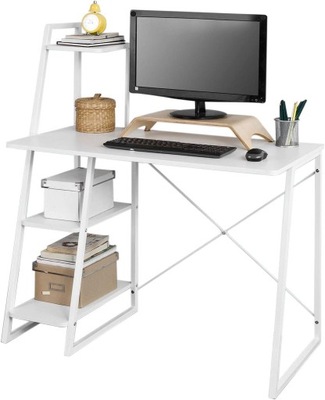Biurko komputerowe z regałem białe do biura