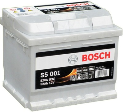 Акумулятор bosch s5 52 ah 520a s 5001 silver powerframe правий + фото №1
