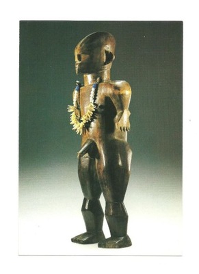 Pocztówka - Afrykańska figurka mężczyzny z naszyjnikiem / Zair, Afryka Środ