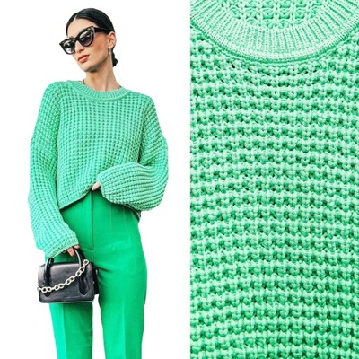 ZARA Piękny PASTELOWY Zielony Sweter Oversize M