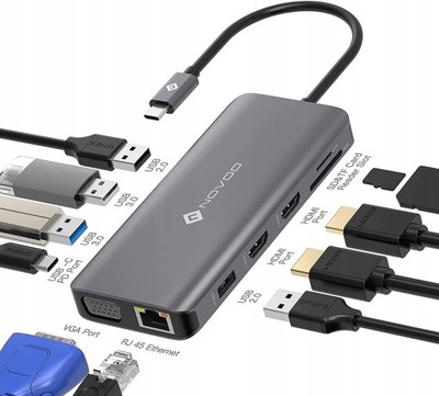 NOVOO 11 w 1 stacja dokująca USB C