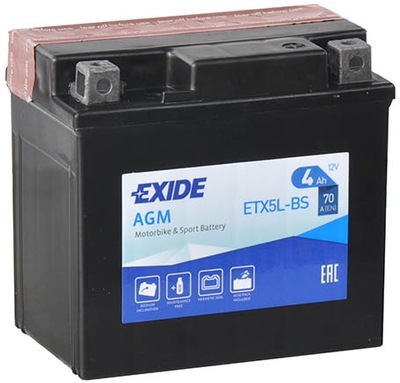 АККУМУЛЯТОР МОТОЦИКЛЕТНЫЕ EXIDE BIKE 12V 4AH 70A YTX5L-BS ETX5L-BS НОВЫЙ МОДЕЛЬ