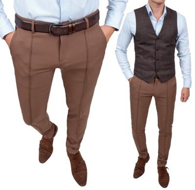 Jasnobrązowe Spodnie Męskie dopasowane - rozmiar 33