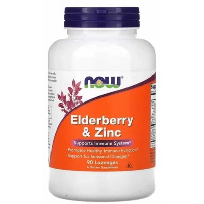 Elderberry & Zinc (czarny bez i cynk) do ssania 90szt Now Foods