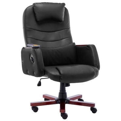 Krzesło biurowe z funkcją masażu, czarne, sztuczn