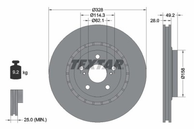 2X DISCO DE FRENADO LEXUS PARTE DELANTERA RX/NX 09- 92259405  