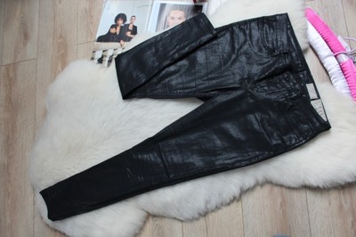 JEGGING DŻINSY RURKI DAMSKIE CZARNE WOSKOWANE 38 M