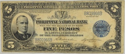 10.hc.Filipiny, 5 Pesos 1921, P.53, St.3/3+