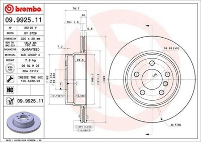 DISCO DE FRENADO BREMBO 09.9925.11  