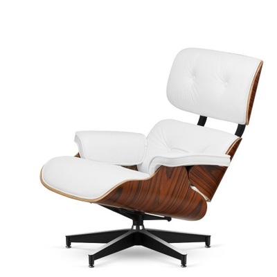 Fotel Lucera insp. Lounge Chair Biała Skóra Brazyl - idealny do salonu