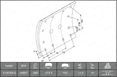 FERODO КОЛОДКИ ТОРМОЗНЫЕ КОМПЛЕКТ ПЕРЕД ЗАД 360X183 PODSTAWOWY MAN M