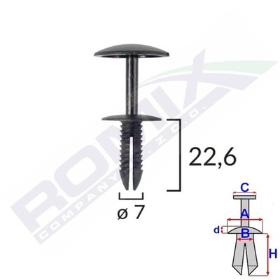 КЛИПСА ПОТОЛКА FORD ЧЕРНАЯ 7MM X10SZT