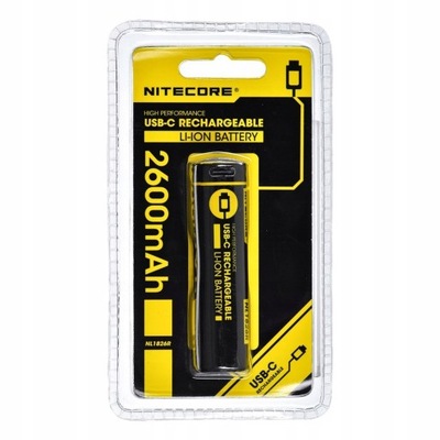 Akumulator Nitecore 2600mAh Li-Ion 18650 NL1826R USB C
