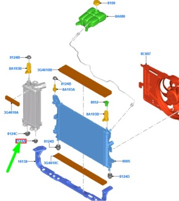 Ford grand c-max mk2 нижняя опора интеркулер 1388578 оригинальная фото №1