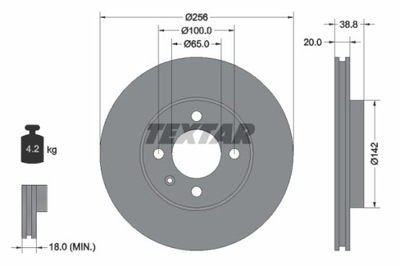 ДИСК HAM. SEAT IBIZA/VW LUPO/POLO TEXTAR 92036803 ДИСК ТОРМОЗНОЙ