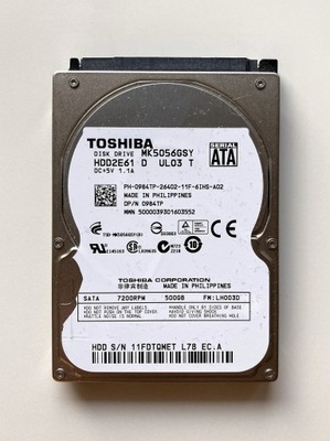 Dysk twardy Toshiba MK5056GSY 500GB SATA II 2,5"