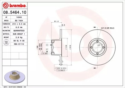 ДИСК ТОРМОЗНОЙ ПЕРЕД 213MM