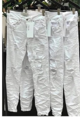 białe spodnie jeans dżins bawełna BY O LA LA 38 M