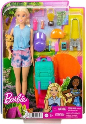 BÁBIKA BARBIE MALIBU V KEMPE PSík DOPLNKY Spací vak Batoh Stan HDF73