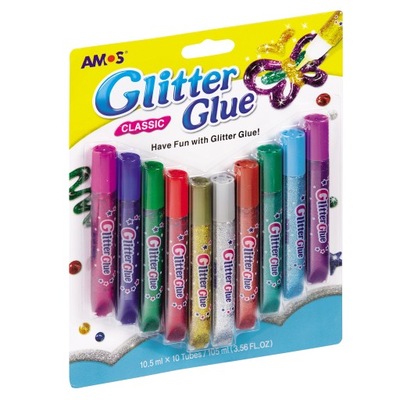 KLEJ W PŁYNIE Z BROKATEM GLITTER GLUE 10 kol. AMOS