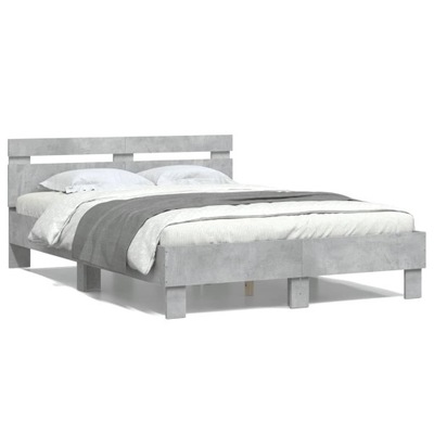 Rama łóżka z wezgłowiem, szarość betonu, 120x190 cm